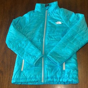 The North Face Girls Aqua Blue light weight jacket size M 10/12 GUC